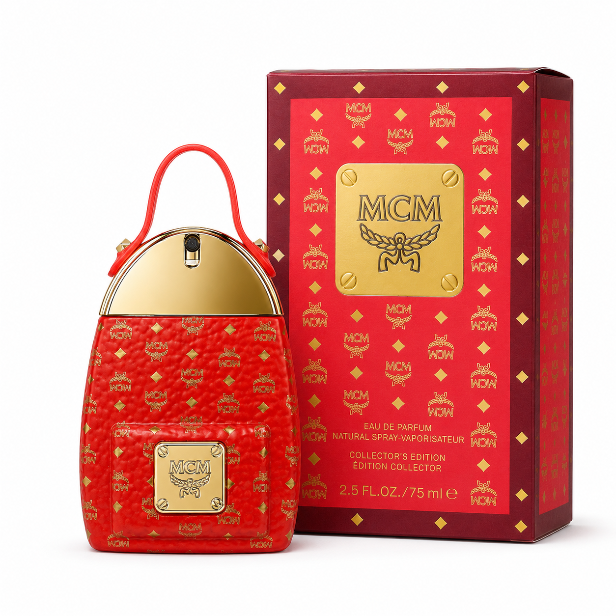 MCM Eau de Parfum Collector's Edition 75ml – Luxury Floral Woody Scent in Red Visetos Backpack Bottle