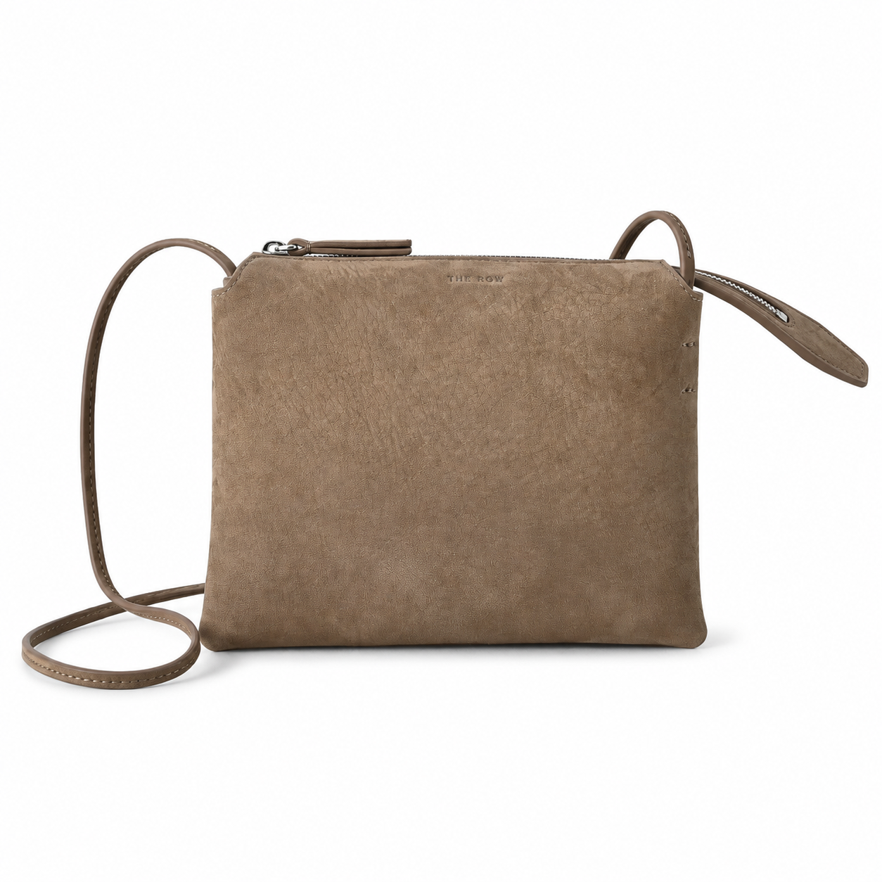 The Row Nu Mini Twin Crossbody Bag – Minimalist Suede Leather Small Square Bag with Dual Compartments,