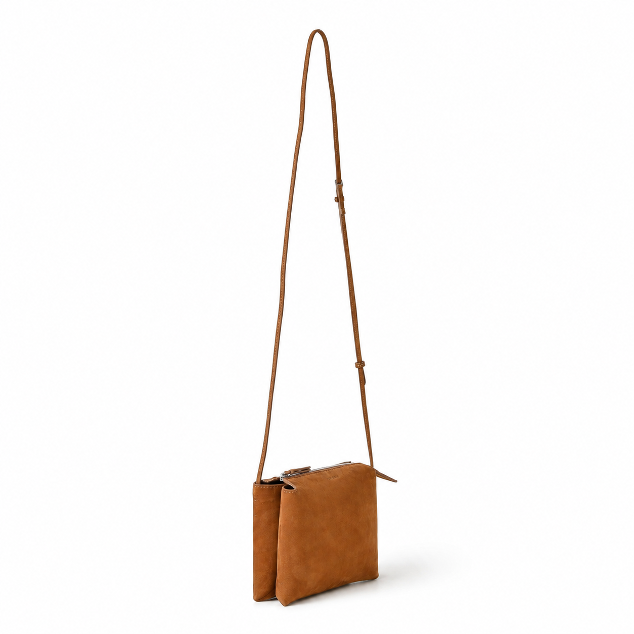 The Row Nu Mini Twin Crossbody Bag – Minimalist Suede Leather Small Square Bag with Dual Compartments,