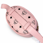 MCM Visetos Mini Oval Belt Bag / Crossbody Bag in Pink – Detachable Chain & Leather Straps