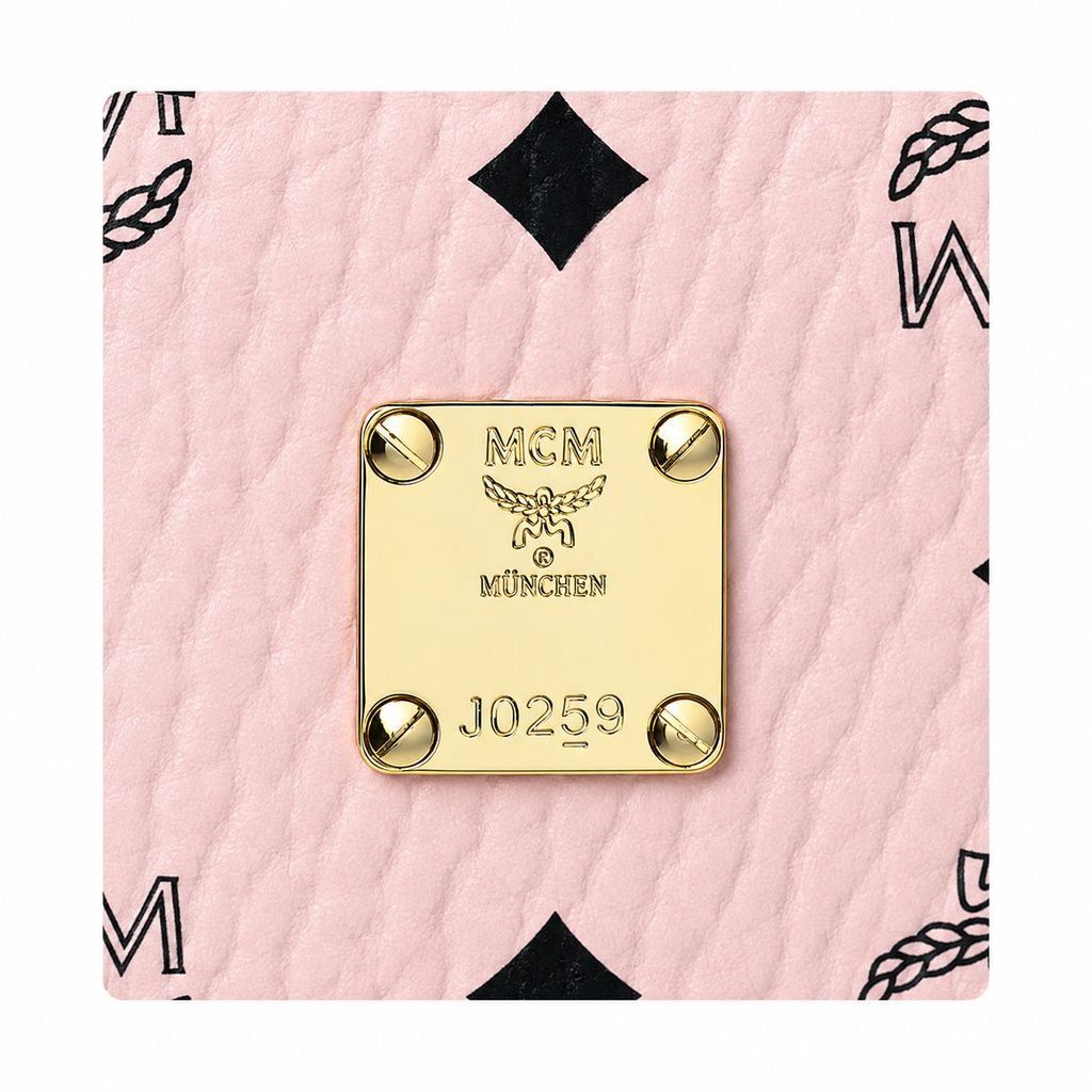 MCM Visetos Mini Oval Belt Bag / Crossbody Bag in Pink – Detachable Chain & Leather Straps