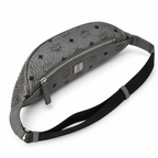 MCM Stark Grey Visetos Studded Belt Bag / Chest Bag – 32.5x14cm, Silver Studs & Adjustable Leather Strap