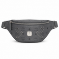 MCM Stark Grey Visetos Studded Belt Bag / Chest Bag – 32.5x14cm, Silver Studs & Adjustable Leather Strap