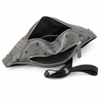 MCM Stark Grey Visetos Studded Belt Bag / Chest Bag – 32.5x14cm, Silver Studs & Adjustable Leather Strap