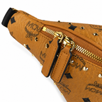 MCM Stark Cognac Visetos Medium Studded Belt Bag / Chest Bag – Gold Studs & Adjustable Black Strap