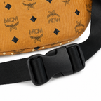 MCM Stark Cognac Visetos Medium Studded Belt Bag / Chest Bag – Gold Studs & Adjustable Black Strap