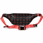 MCM Black/Red Visetos Medium Belt Bag / Chest Bag – Signature Monogram & Adjustable Webbing Strap
