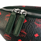MCM Black/Red Visetos Medium Belt Bag / Chest Bag – Signature Monogram & Adjustable Webbing Strap