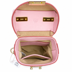 MCM Soft Berlin Visetos Mini Crossbody Bag – Pink with Gold Chain & Leather Strap