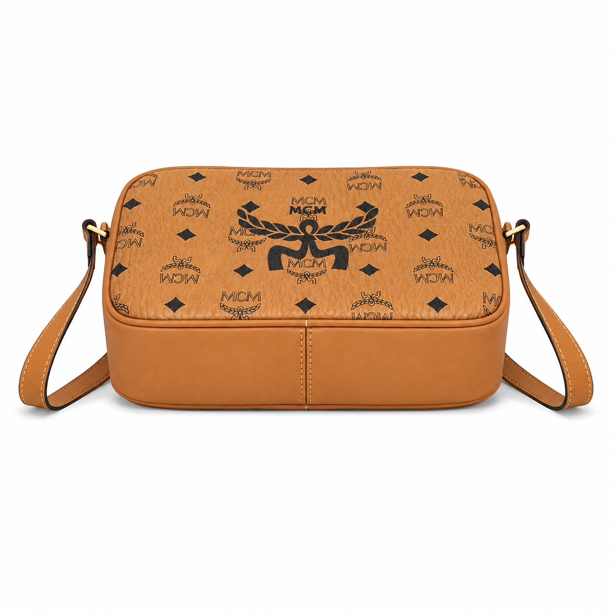 MCM Aren Visetos Small Camera Bag – Cognac with Large Logo Monogram