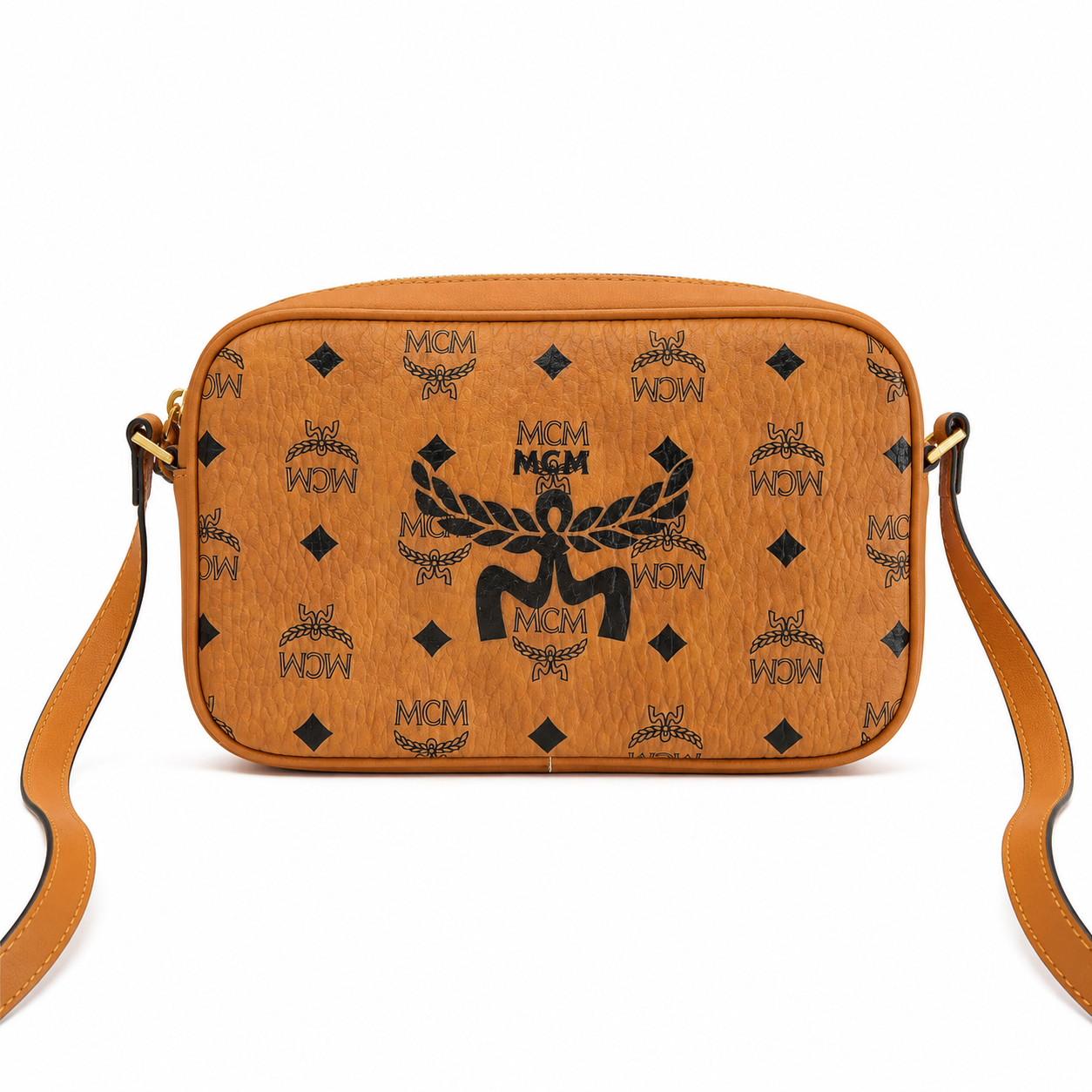 MCM Aren Visetos Small Camera Bag – Cognac with Large Logo Monogram