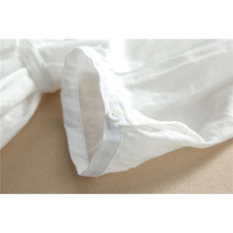 Ramie Dress Women'S 2026 Summer New Style Lace-Up Waist Long Skirt White Holiday Art Skirt Women'S Cotton And Linen Breathable