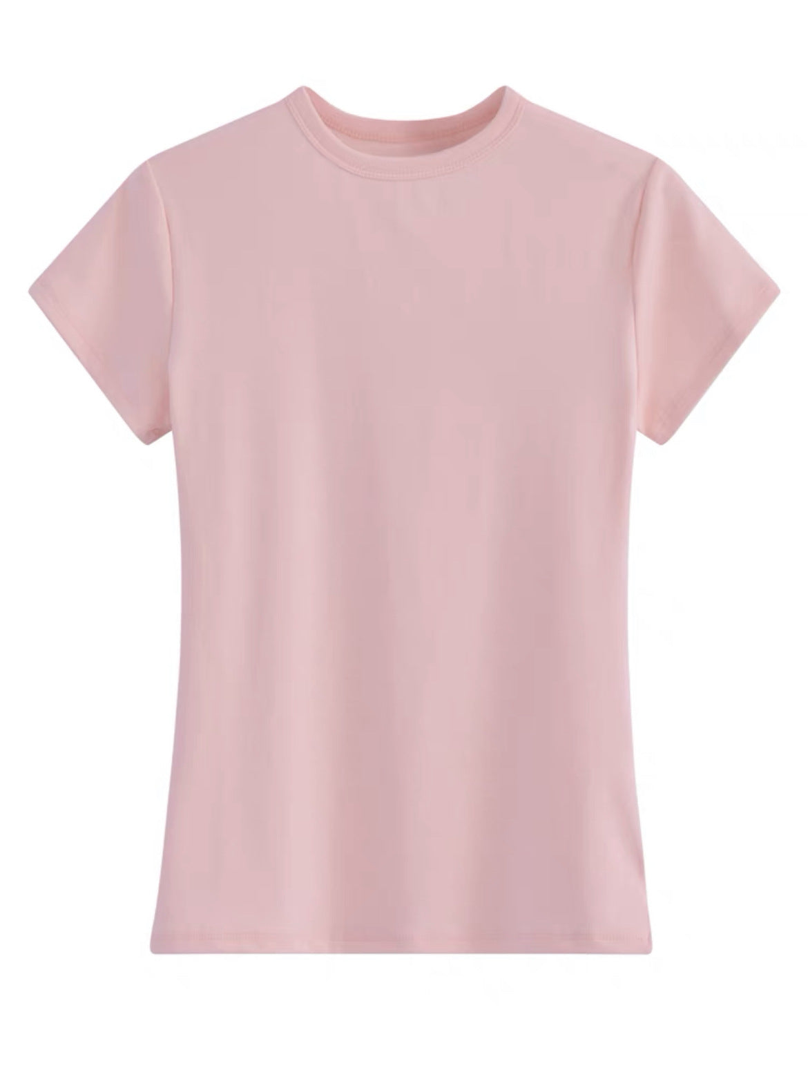 Ye Yuan'S Right Shoulder Slim Slim Sweet Top For Women Summer New Tight Short-Sleeved Pink Bottoming Shirt T-Shirt For Women