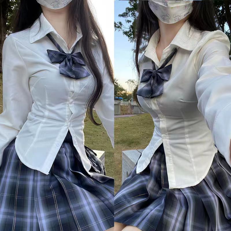 Original Jk Uniform Suit Female Student School Uniform Pure Lust Shirt Waist Slimming Jk Shirt Pleated Skirt Two-Piece Set
