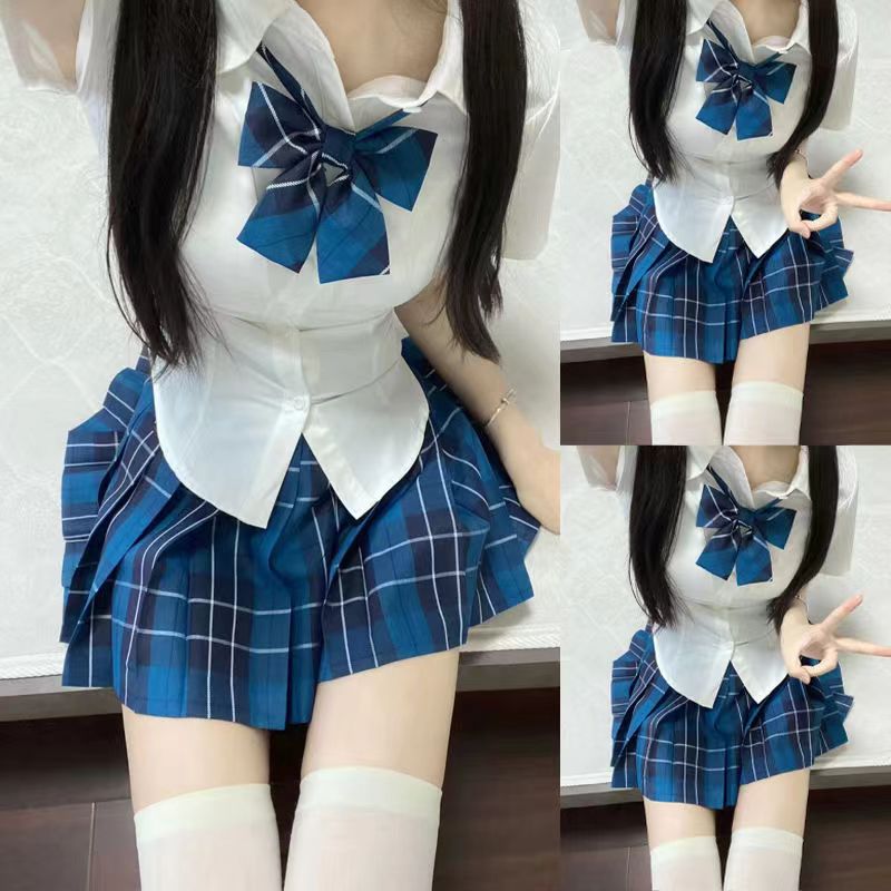 Original Jk Uniform Suit Female Student School Uniform Pure Lust Shirt Waist Slimming Jk Shirt Pleated Skirt Two-Piece Set