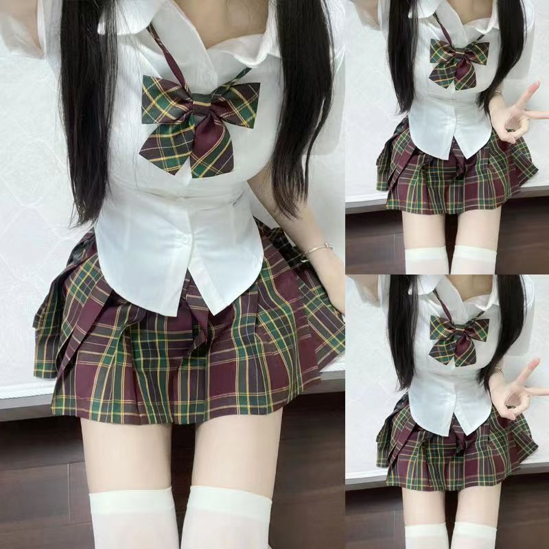 Original Jk Uniform Suit Female Student School Uniform Pure Lust Shirt Waist Slimming Jk Shirt Pleated Skirt Two-Piece Set