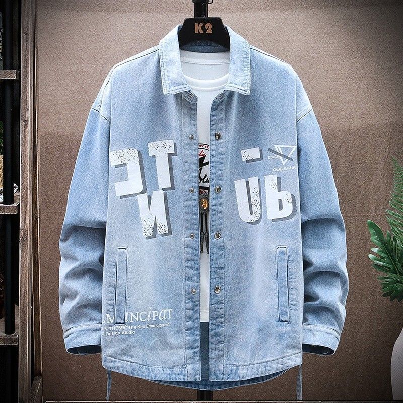 Spring And Autumn Denim Shirts Men'S 2025 New Teenagers High School Junior High School Student Shirts Trendy Brand Casual Jackets
