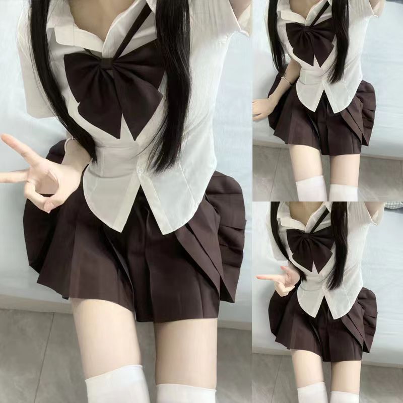Original Jk Uniform Suit Female Student School Uniform Pure Lust Shirt Waist Slimming Jk Shirt Pleated Skirt Two-Piece Set