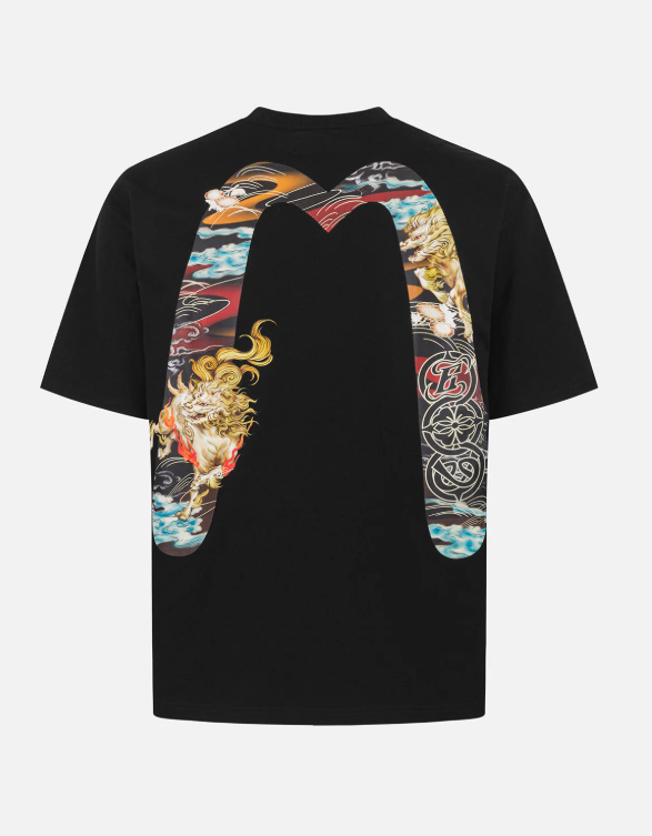 EVISU "Baize Mythical Beast" Big M Print Short-Sleeve T-Shirt