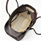 The Row Marlo Leather Tote Bag | 35.5cm Minimalist Top Handle Tote | Dark Brown Structured Handbag
