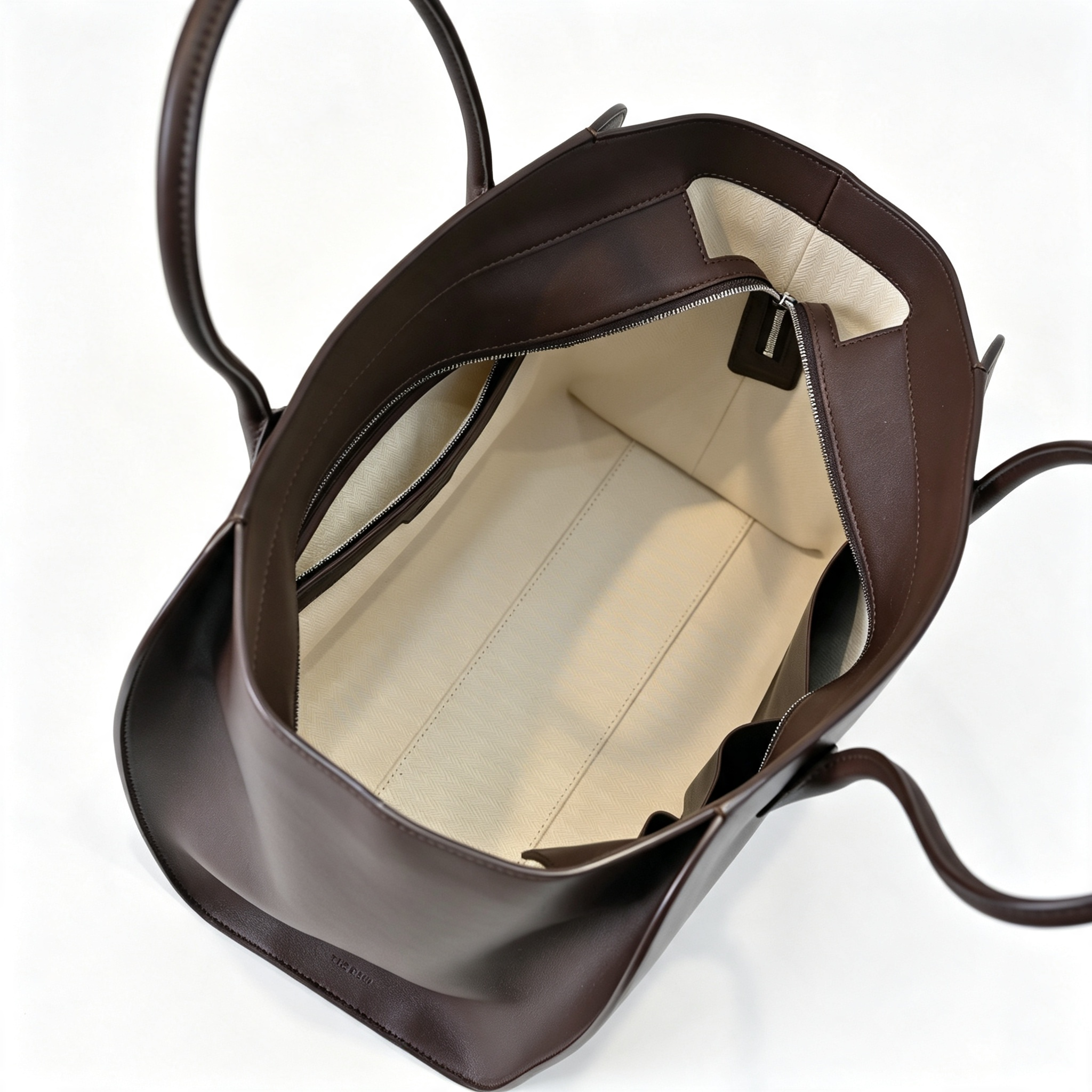 The Row Marlo Leather Tote Bag | 35.5cm Minimalist Top Handle Tote | Dark Brown Structured Handbag