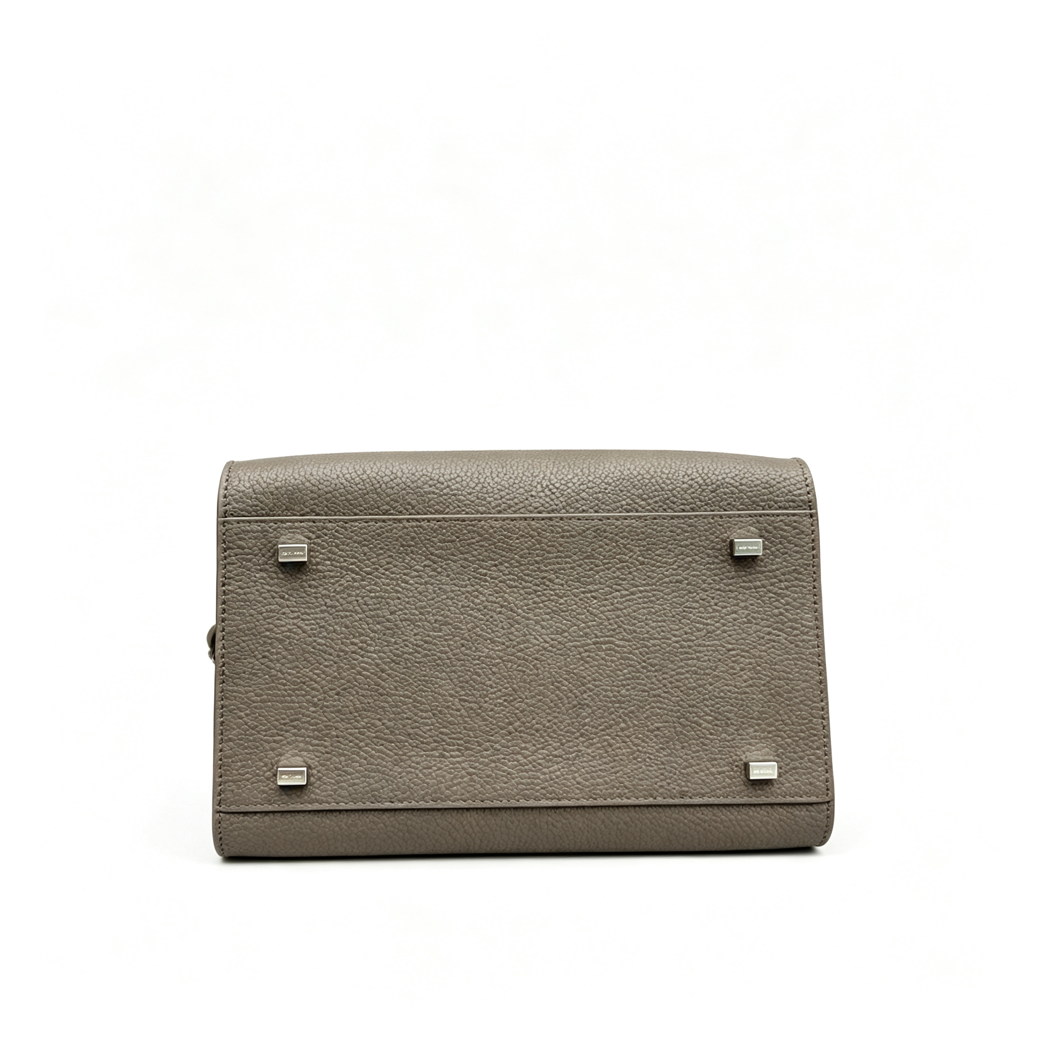 The Row Margaux 10 Mini Grained Leather Bag | 26cm Matte Calfskin Top Handle Tote | Stone Grey Margaux Handbag