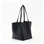 The Row Park Large Tote Bag | 50cm Pebbled Leather Tote | Black Minimalist Handbag