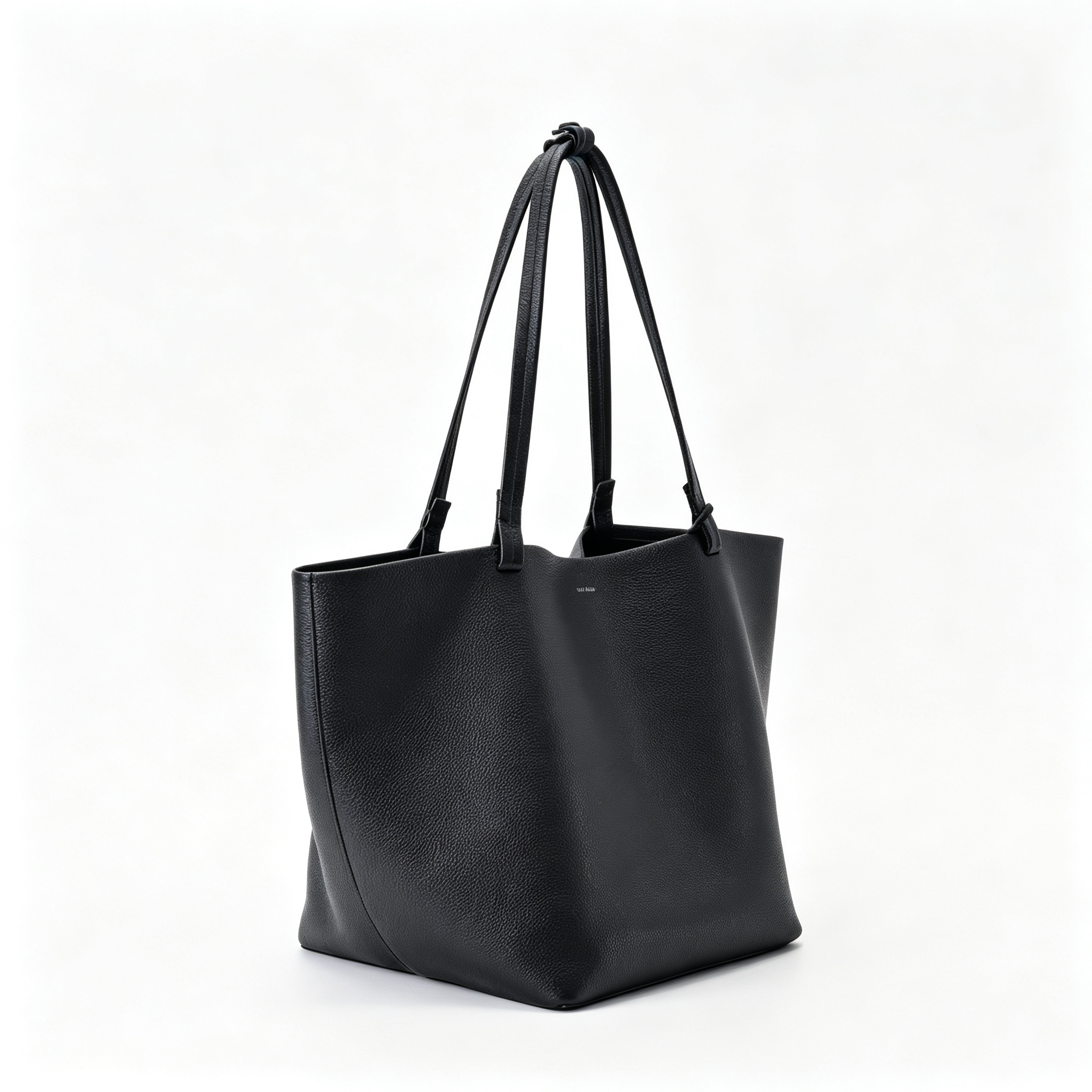 The Row Park Large Tote Bag | 50cm Pebbled Leather Tote | Black Minimalist Handbag