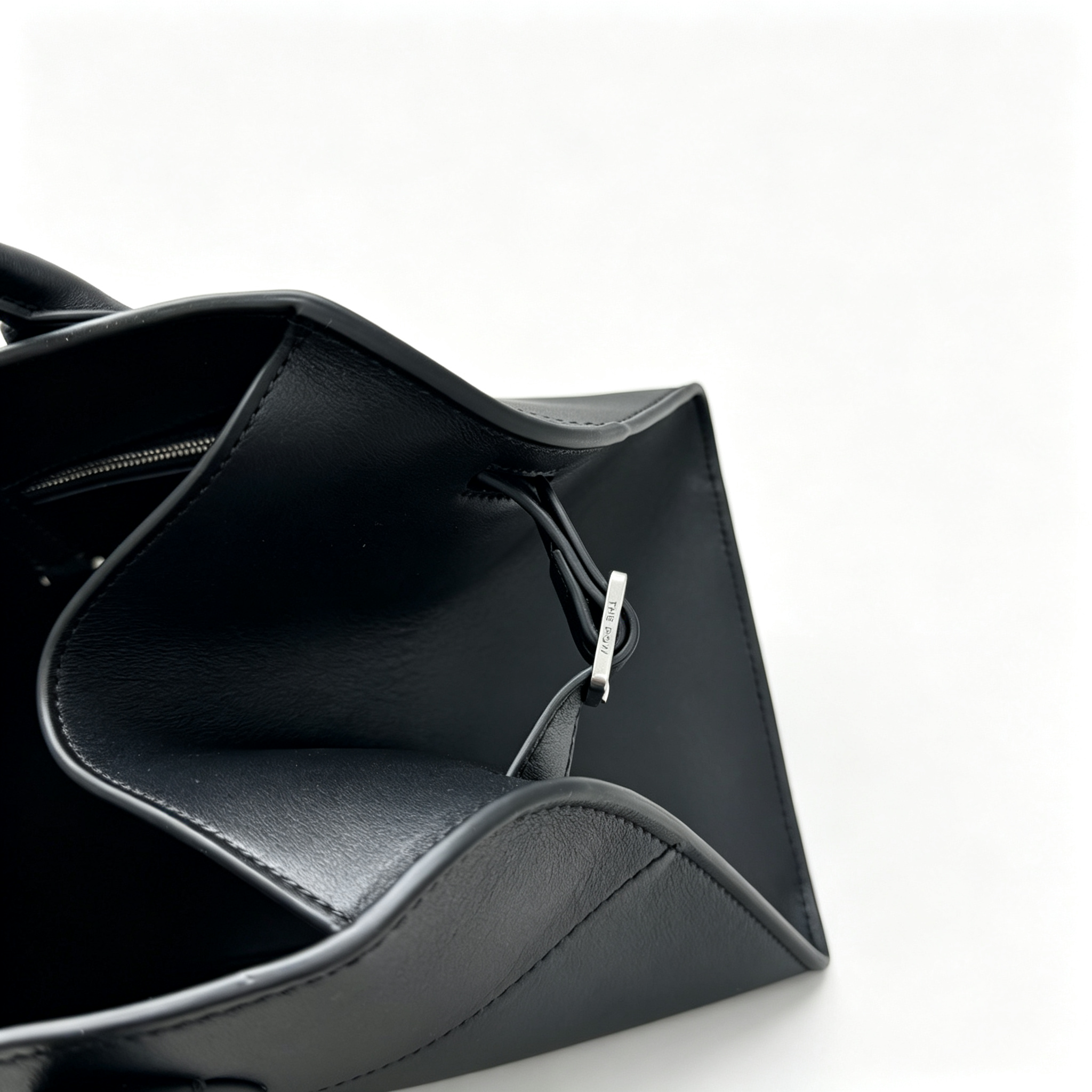 The Row Margaux 15 Medium Bag | 38cm Smooth Calfskin Leather Top Handle Bag | Black Margaux Tote