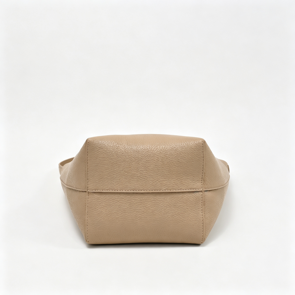 The Row N/S Park Medium Tote Bag | 30cm Grained Calfskin Leather Bucket Bag | Sand/Beige/Oatmeal