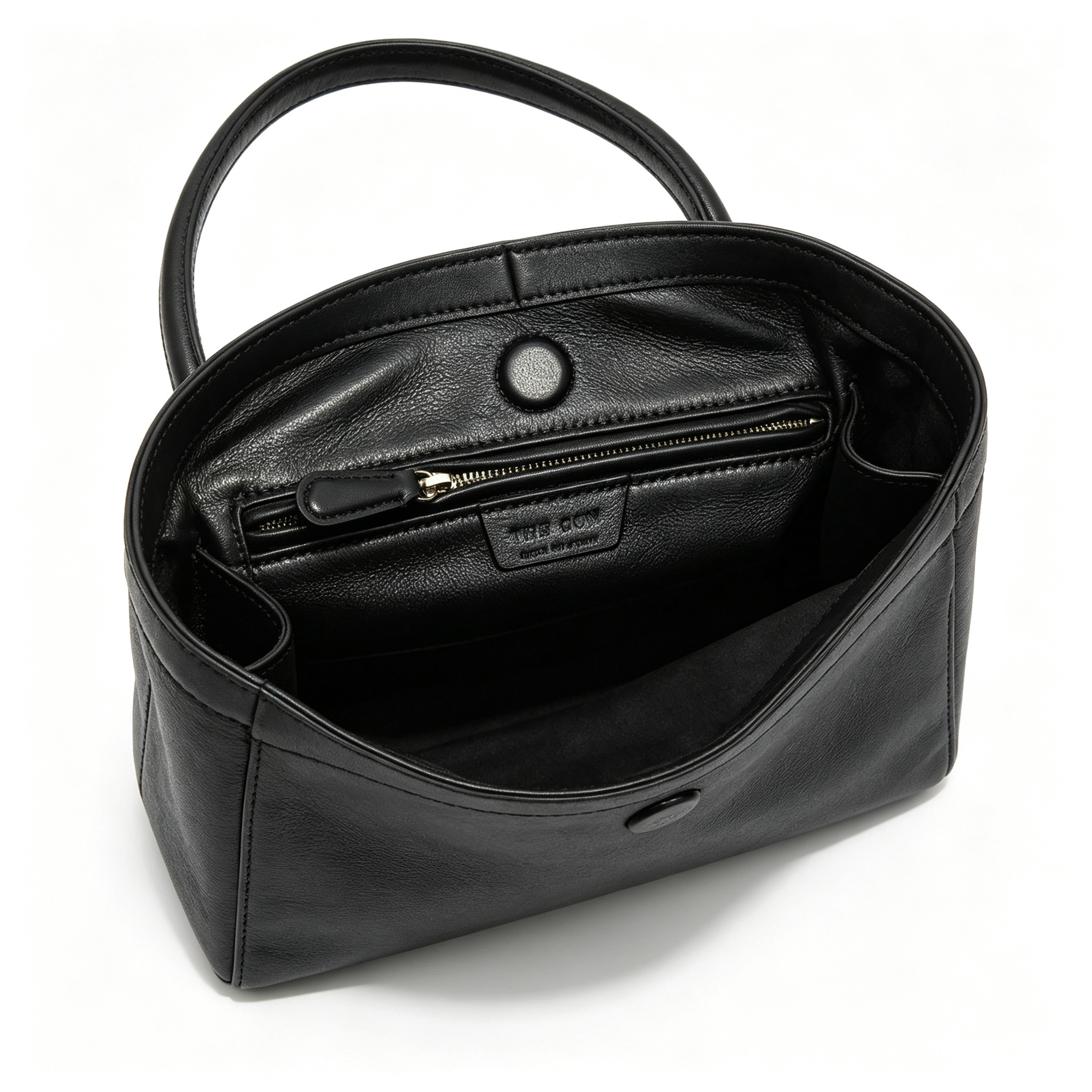 The Row Camden Medium Leather Bag | 32cm Black Smooth Calfskin Shoulder Bag | Minimalist Crossbody Tote