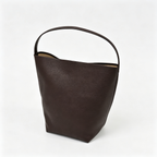 The Row N/S Park Large Tote Bag | 38cm Grained Calfskin Leather Bucket Bag | Espresso/Dark Brown