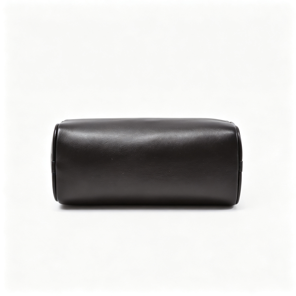 The Row Edith Barrel Bag | Small Grained Calf Leather Cylinder Bag | Black Shoulder Bag