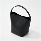 The Row Park Bucket Bag Large | 38cm Pebbled Calfskin Water Bucket Tote | Black Shoulder Bag