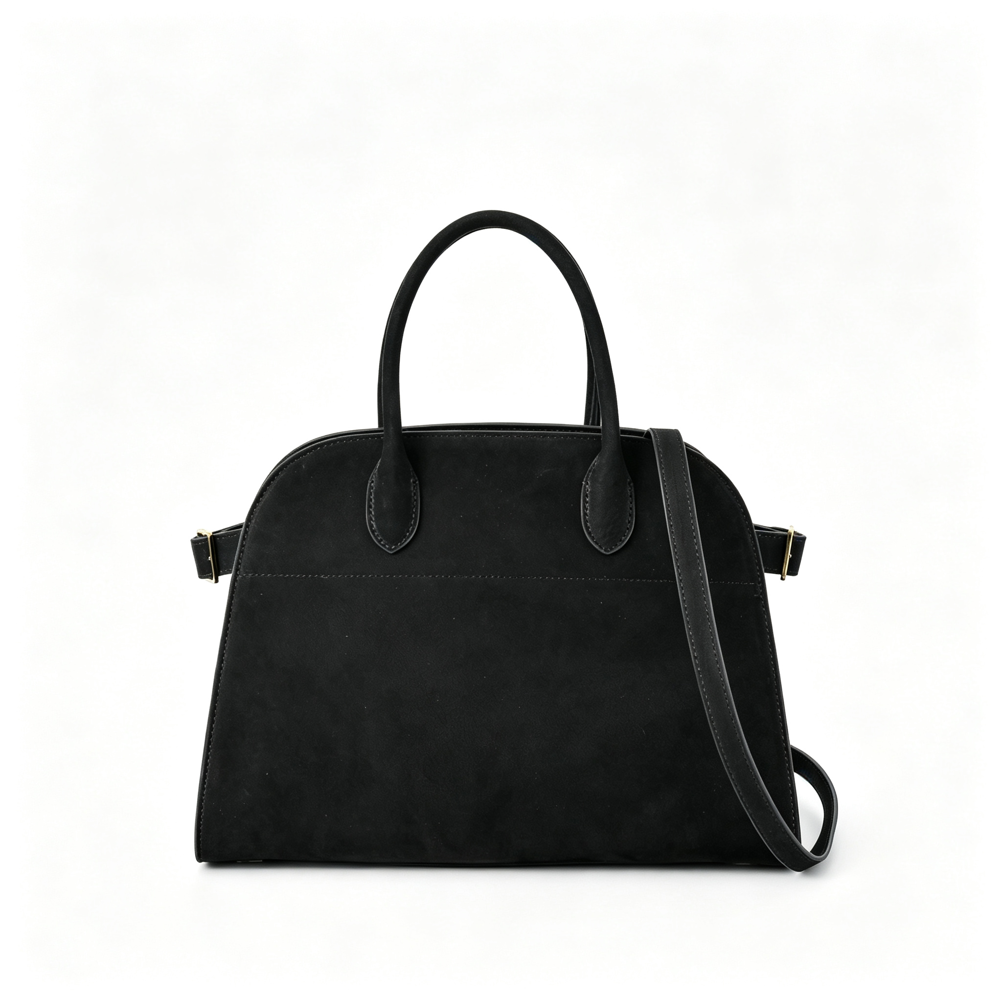 The Row Margaux 12 Small Suede Bag | 32cm Suede Leather Top Handle Tote | Espresso Brown Margaux Handbag