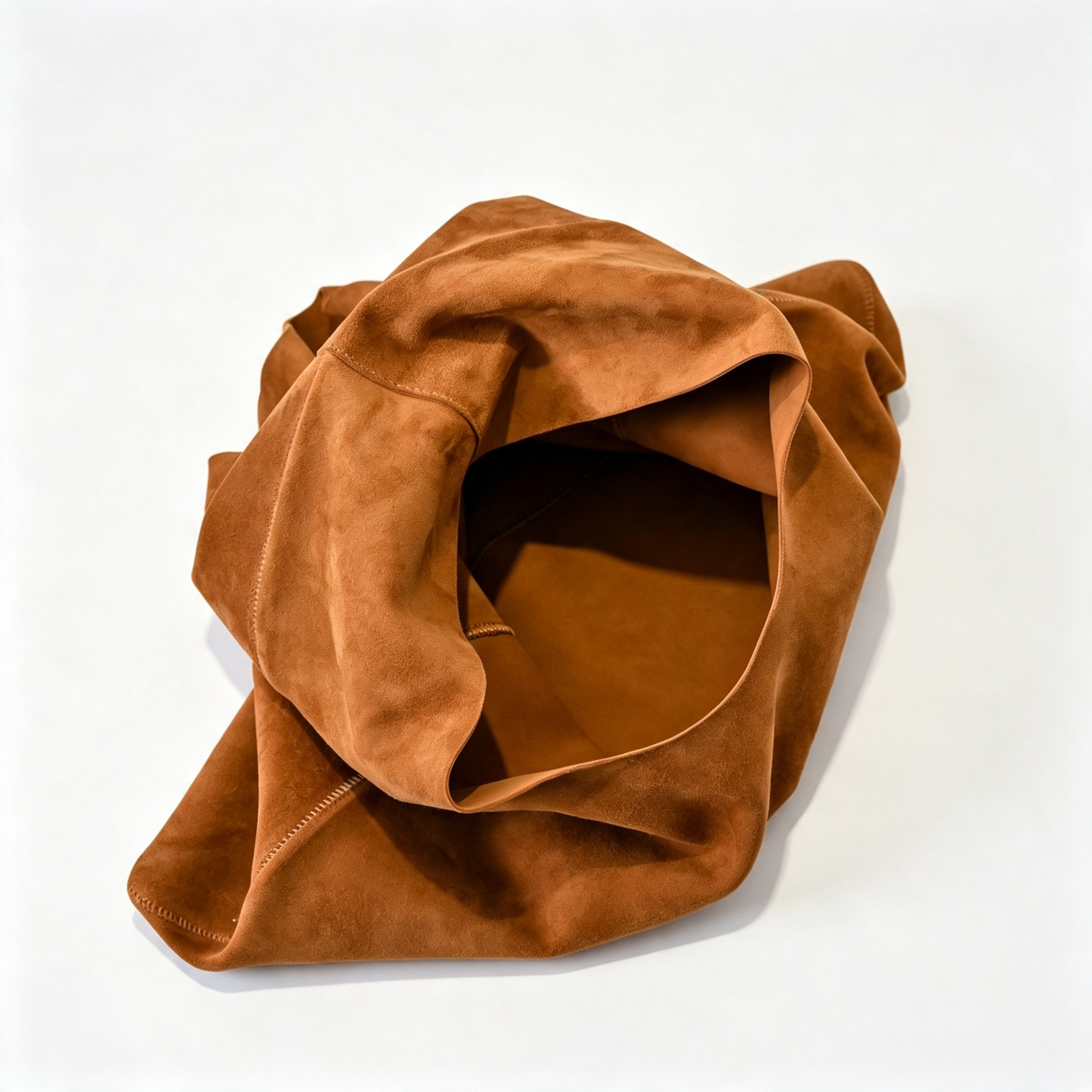 The Row Bindle Medium Suede Shoulder Bag | 36cm Hobo Tote | Caramel Slouchy Handbag