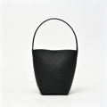 The Row N/S Park Small Tote Bag | 20cm Pebbled Calfskin Bucket Bag | Black Leather Shoulder Tote