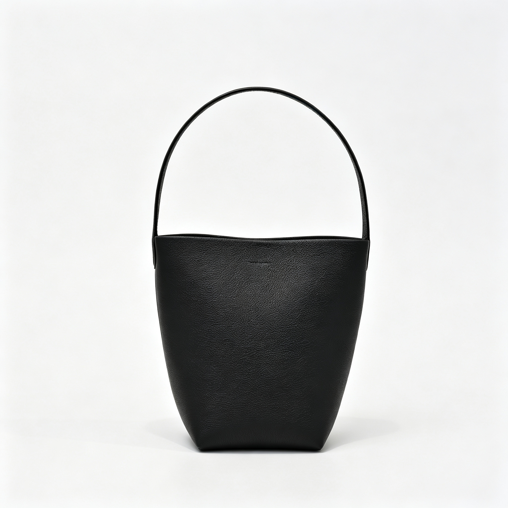 The Row N/S Park Small Tote Bag | 20cm Pebbled Calfskin Bucket Bag | Black Leather Shoulder Tote