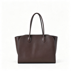 The Row Marlo Leather Tote Bag | 35.5cm Minimalist Top Handle Tote | Dark Brown Structured Handbag