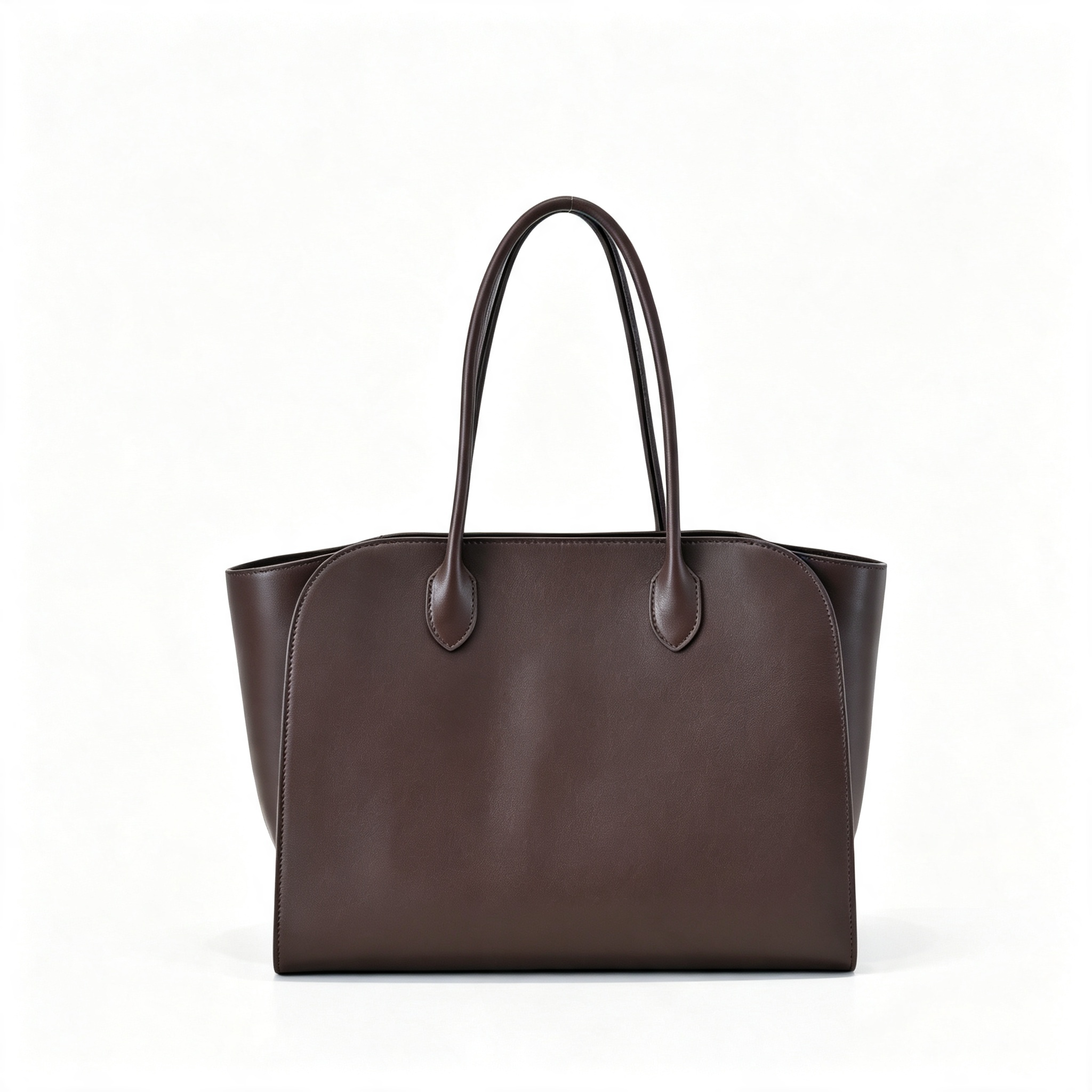 The Row Marlo Leather Tote Bag | 35.5cm Minimalist Top Handle Tote | Dark Brown Structured Handbag