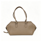 The Row EW Bowling Leather Handbag | 40cm Pebbled Leather Shoulder Bag | Taupe Commuter Tote