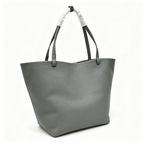 The Row Park Tote Three Large Leather Tote Bag | Elephant Grey Pebbled Leather Handbag with Matching Pouch | Women's Designer Commuter Bag