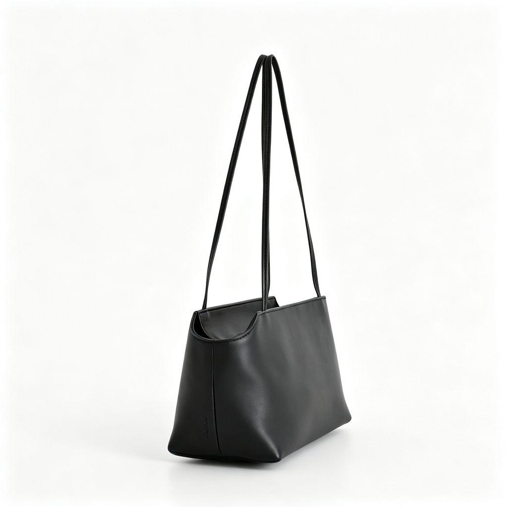 The Row Terrasse To Go Mini Shoulder Bag | 27cm Soft Lambskin Underarm Bag | Black Minimalist Handbag