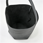 The Row Park Bucket Bag Large | 38cm Pebbled Calfskin Water Bucket Tote | Black Shoulder Bag