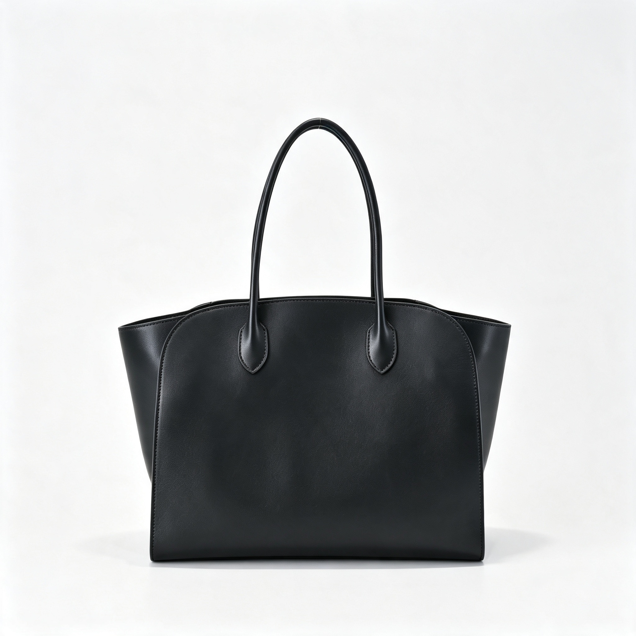 The Row Marlo Leather Tote Bag | 35.5cm Minimalist Top Handle Tote | Dark Brown Structured Handbag