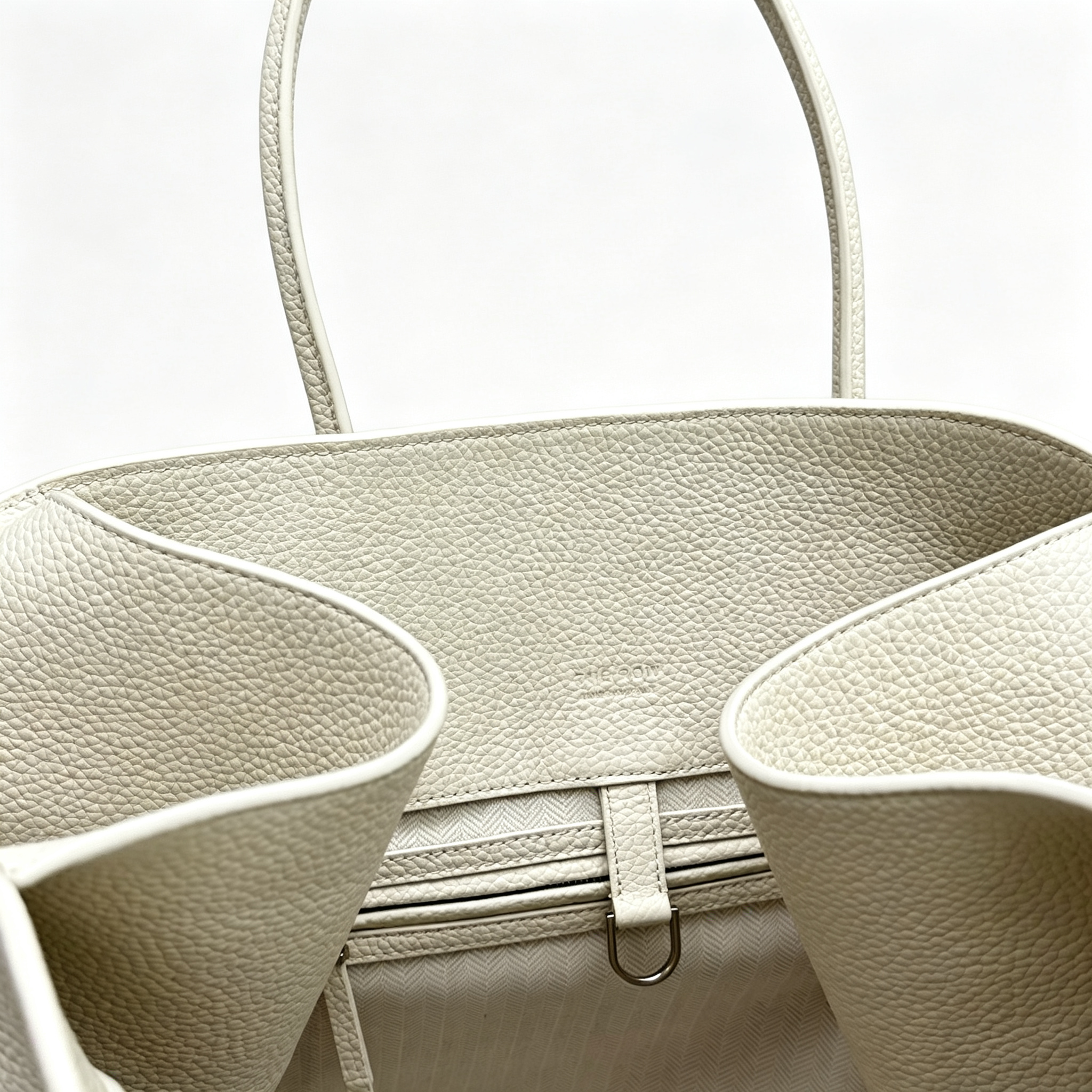 The Row Margaux 16 Large Tote Bag | 43cm Grained Calfskin Leather Handbag | Chalk White