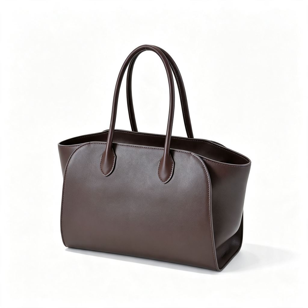 The Row Margaux 17 Satchel Bag | 30cm Premium Calfskin Leather Tote | Espresso Mini Handbag