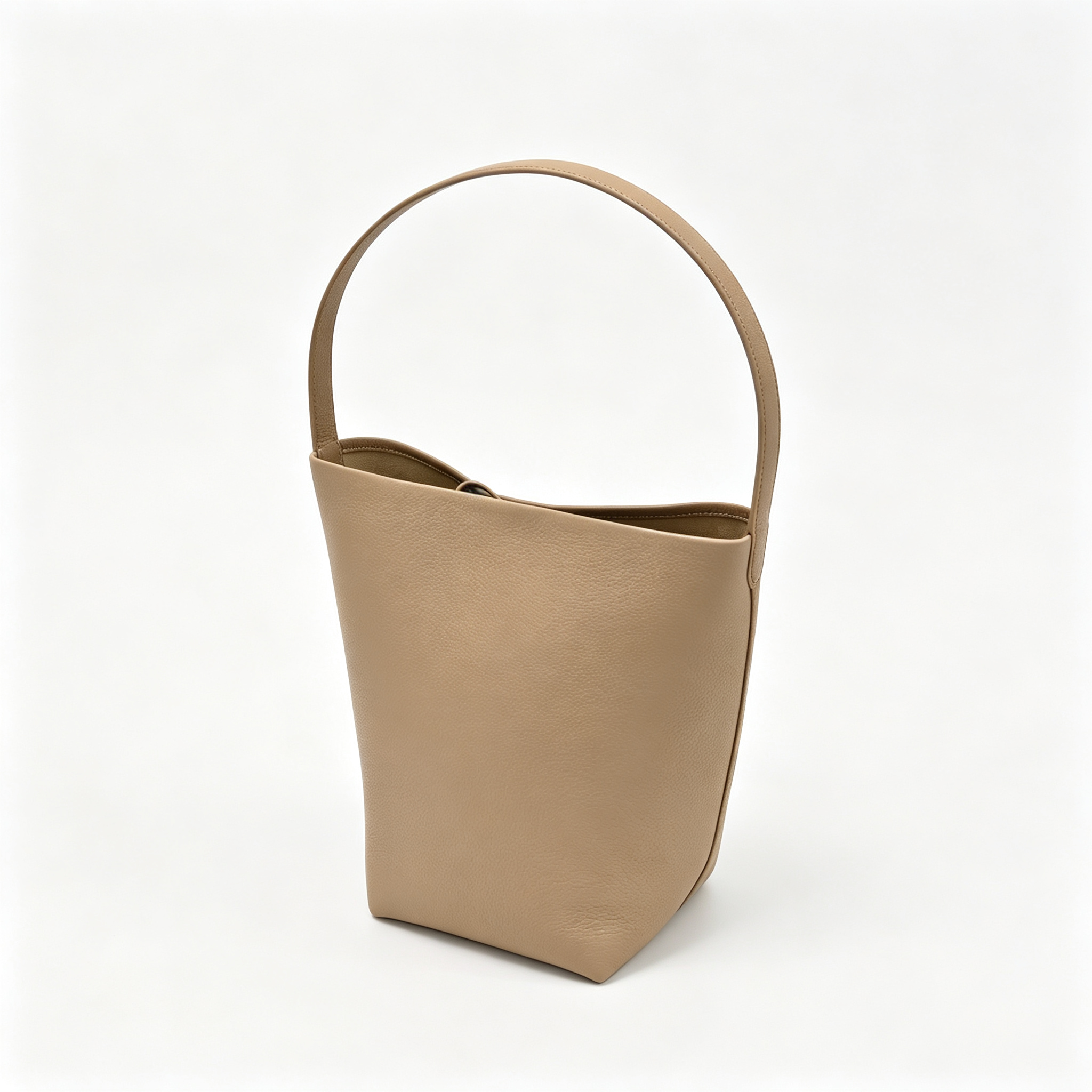 The Row N/S Park Medium Tote Bag | 30cm Grained Calfskin Leather Bucket Bag | Sand/Beige/Oatmeal