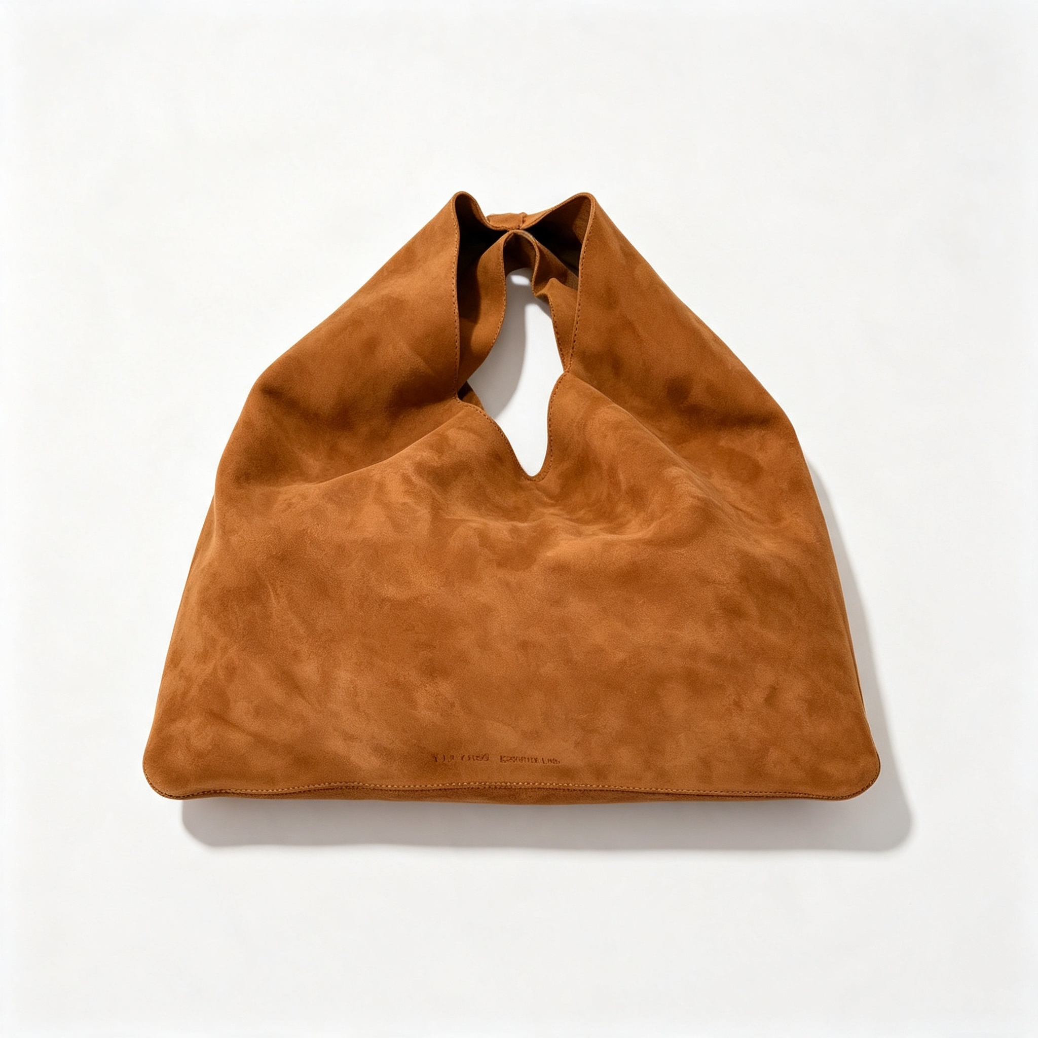 The Row Mini Bindle Suede Shoulder Bag | 29cm Mini Hobo Tote | Caramel Slouchy Handbag