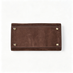 The Row Margaux 12 Small Suede Bag | 32cm Suede Leather Top Handle Tote | Espresso Brown Margaux Handbag